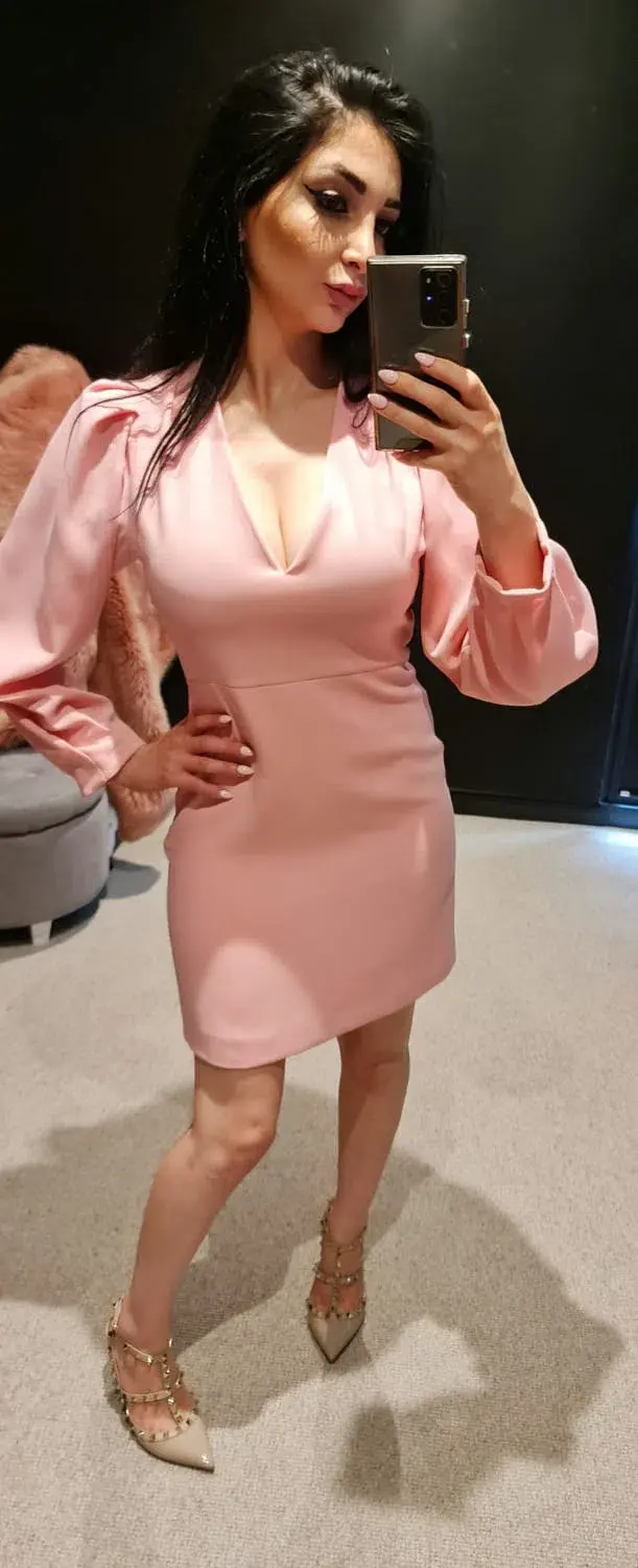 Sandro Long Sleeve Mini Dress Pink Size 6 for rent on The Volte - main image