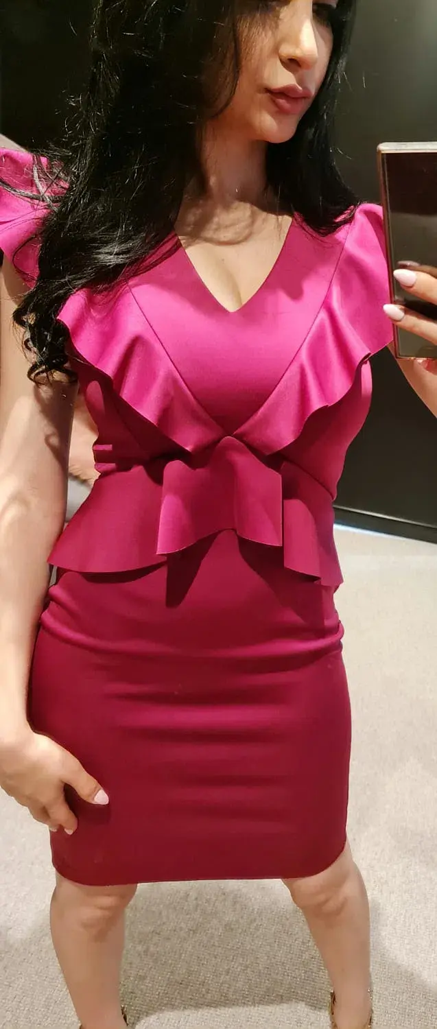Ted Baker Alair Ruffle Peplum Bodycon Dress in Hot Pink Size 6 - Image 3