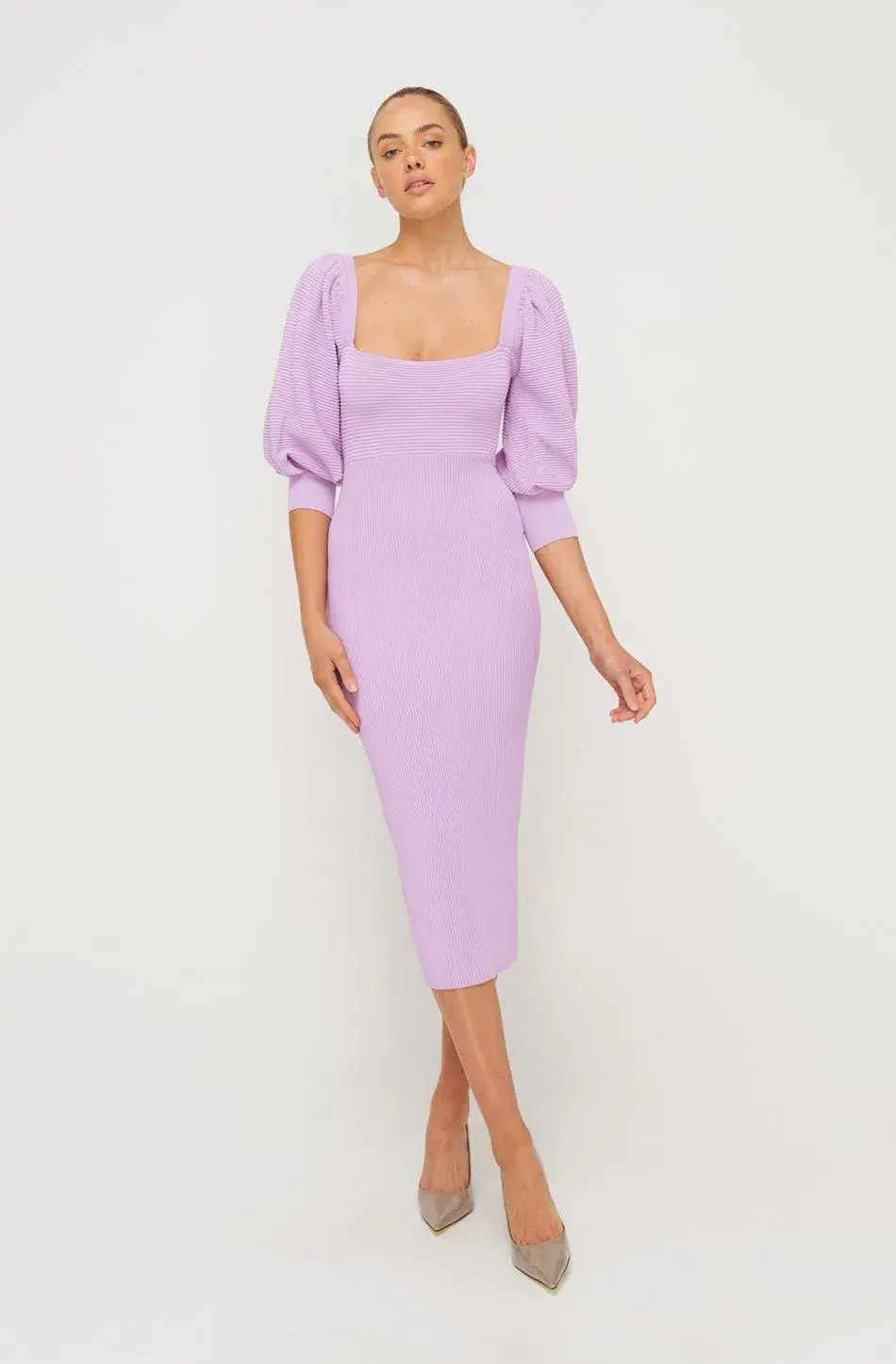 Sheike Bonnie Knit Midi Dress Lilac Purple Size 6 - Image 1