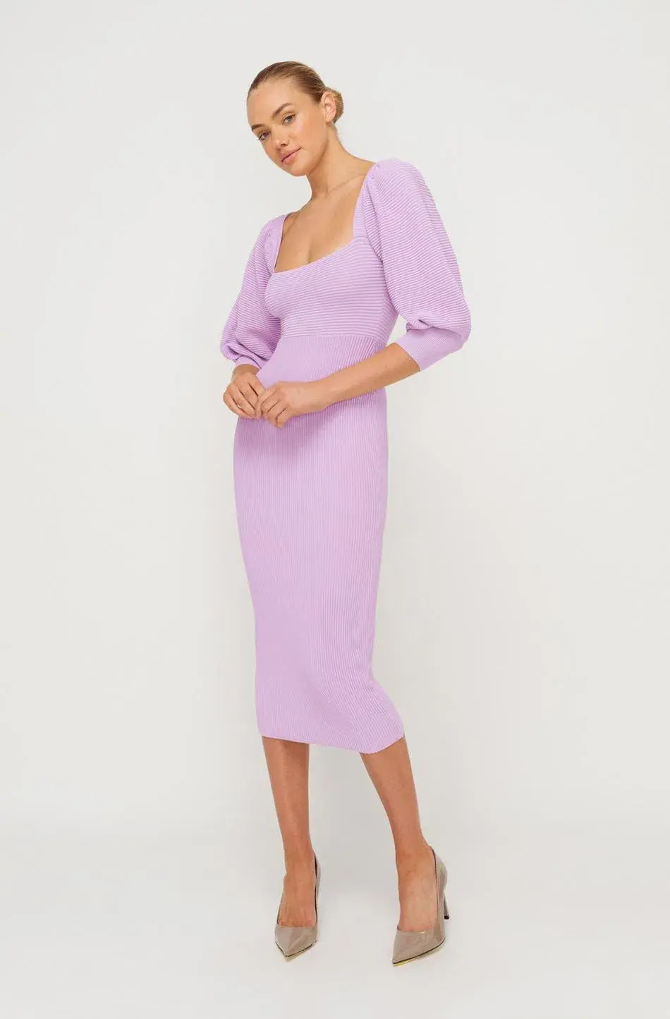 Sheike Bonnie Knit Midi Dress Lilac Purple Size 6 - Image 3