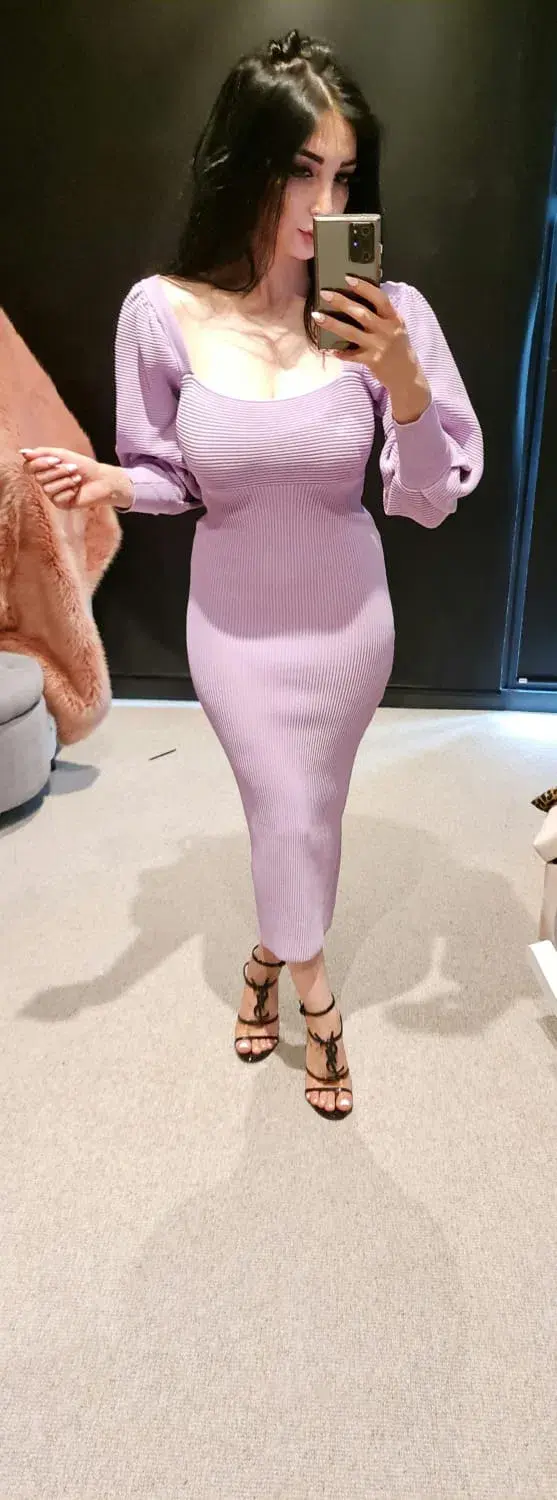 Sheike Bonnie Knit Midi Dress Lilac Purple Size 6 - Image 5