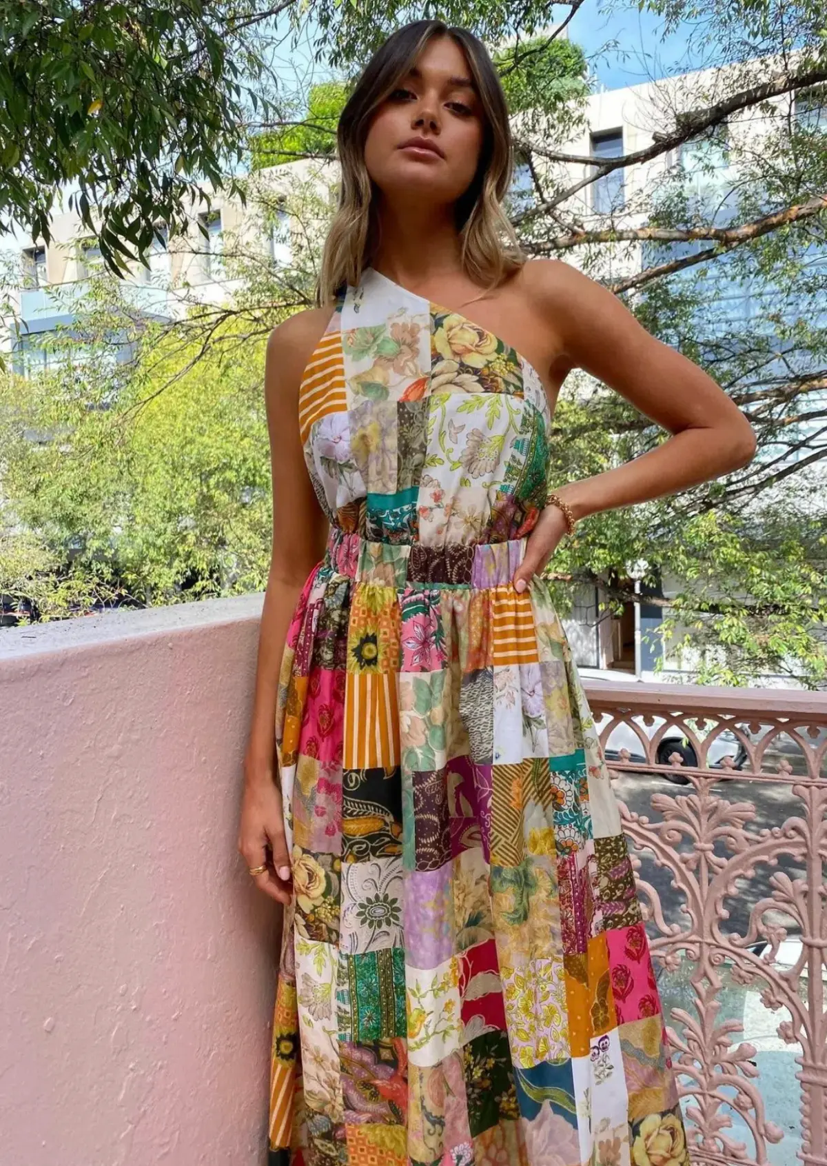 Alemais Hattie One Shoulder Midi Dress Print Size 8 - Image 5