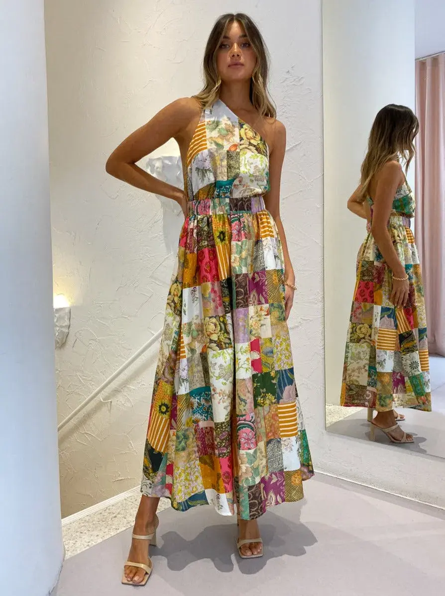 Alemais Hattie One Shoulder Midi Dress Print Size 8 for rent on The Volte - main image