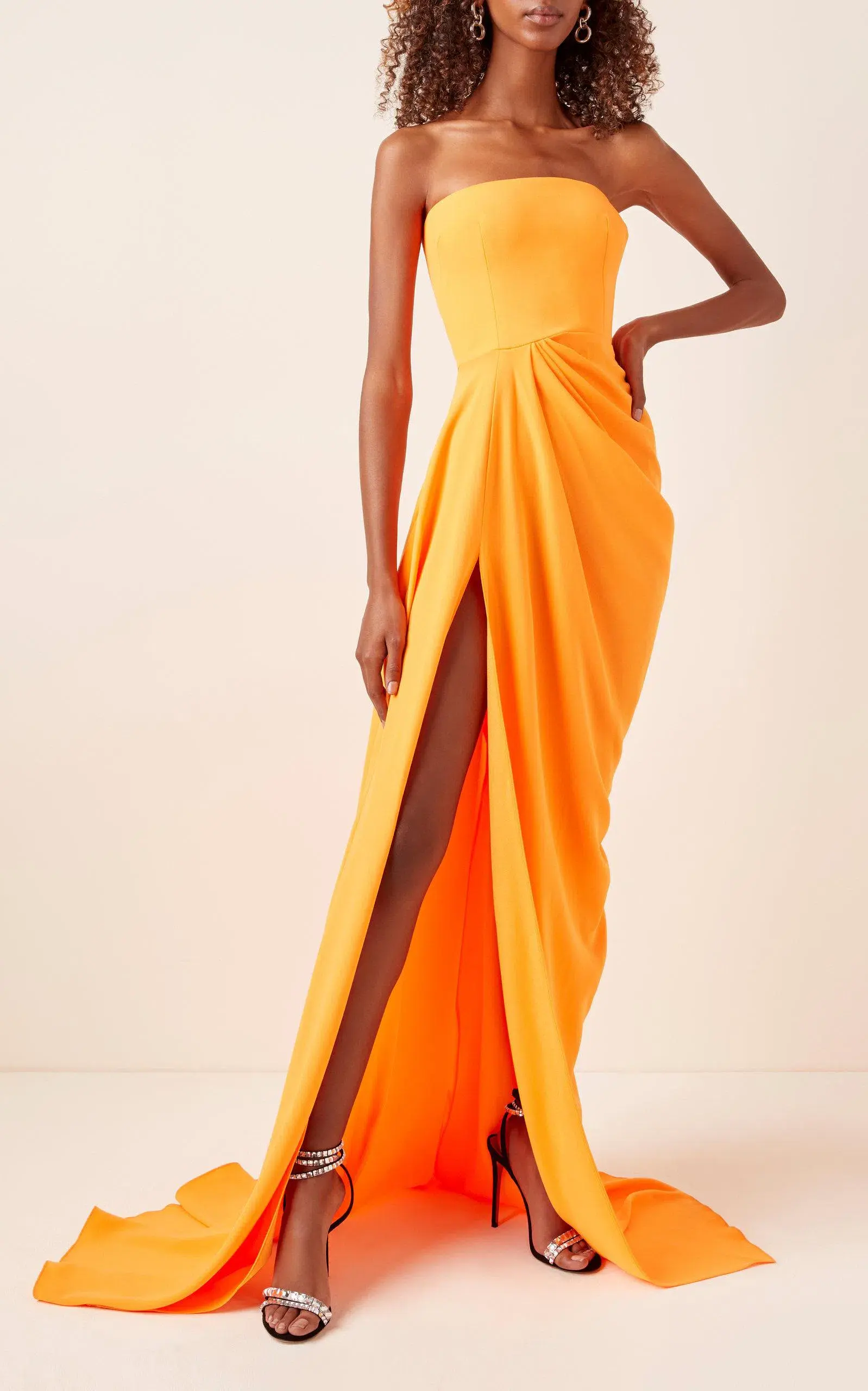 Alex Perry Reed Draped Crepe Gown Orange Size 6 - Image 1