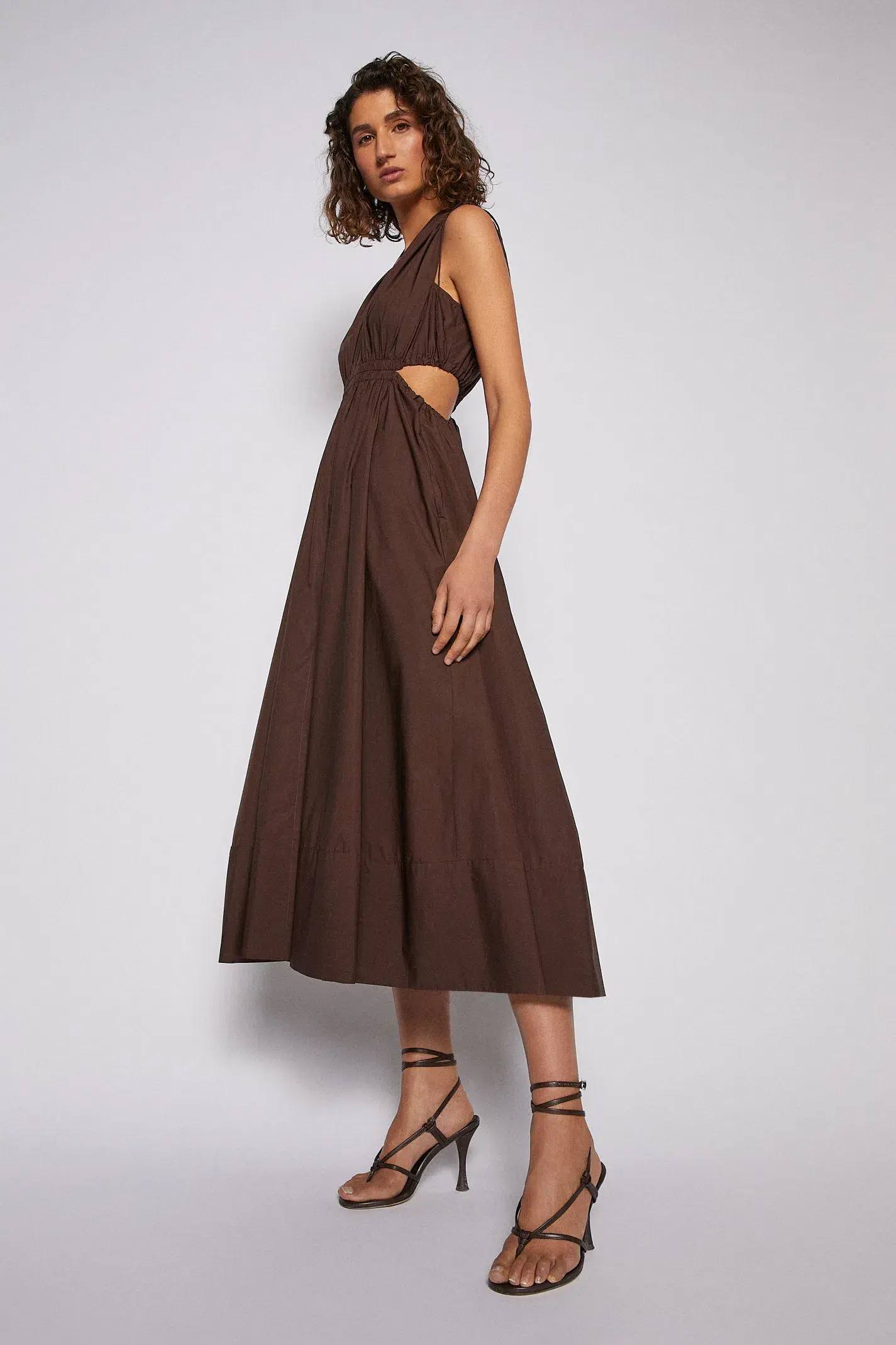 Scanlan Theodore Cotton Drawcord Dress Brown Size 8 - Image 2