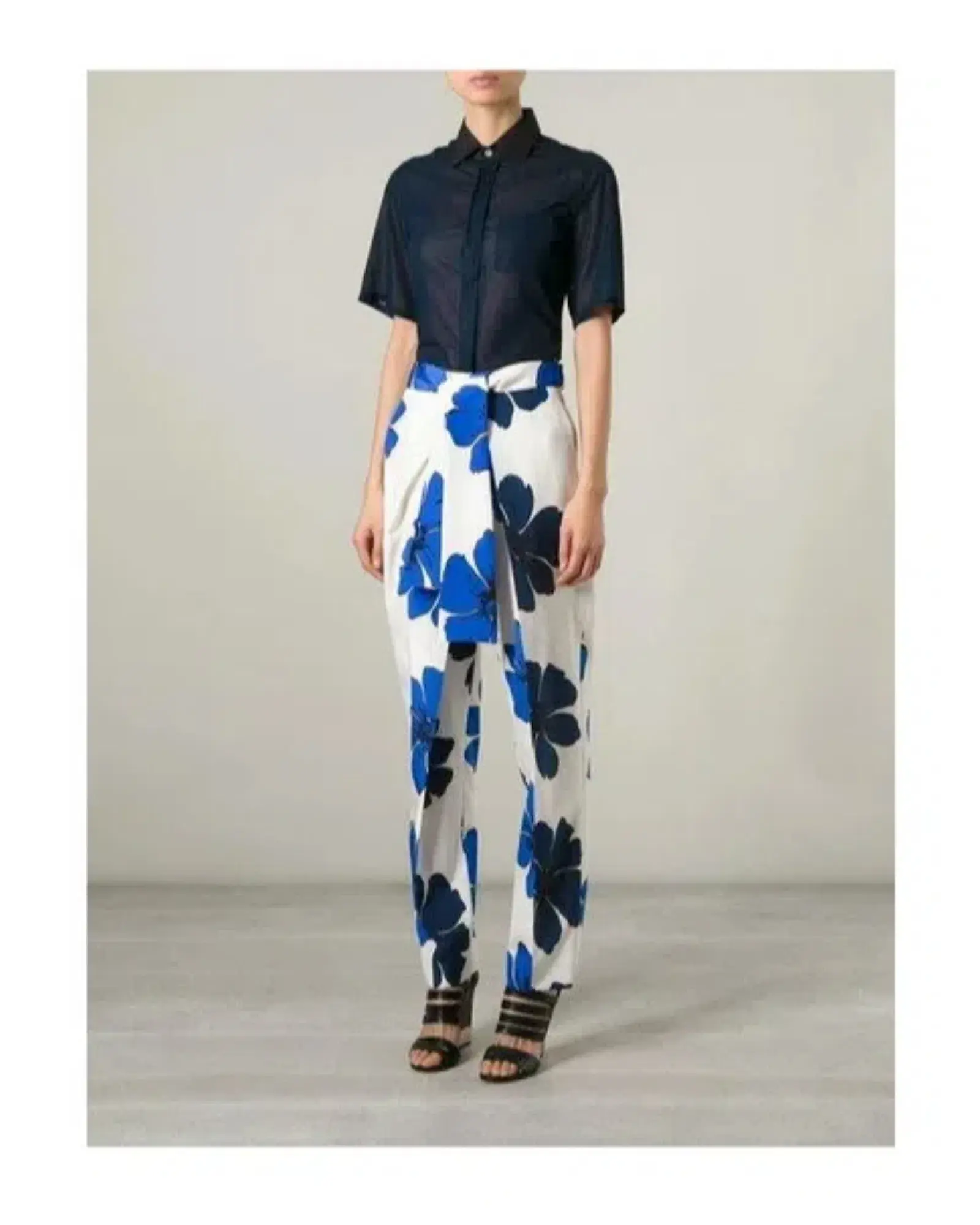 Chloé Silk Trouser Flower Print Size AU 8 - Image 2