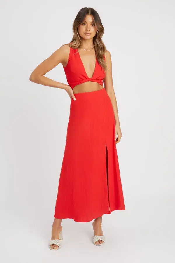 Kookai Hayman Split Skirt & Top  Set Red Size 6 - Image 1