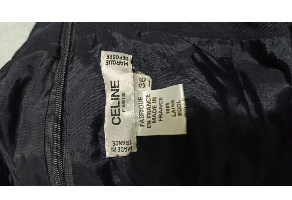 Céline Wool Mid-Length Skirt Navy Size 8 - Image 5