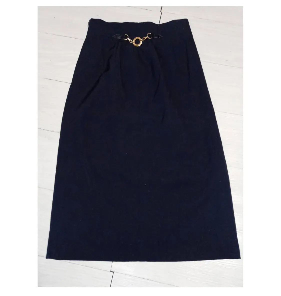 Céline Wool Mid-Length Skirt Navy Size 8 - Image 1