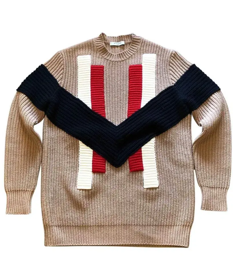 Givenchy Wool & Cashmere V-Detail Sweater Beige Size 8 - Image 1