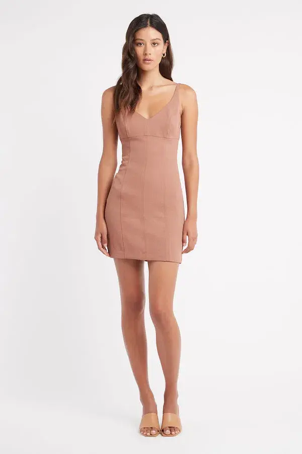 Kookai Oyster Scoop Neck Mini Dress Brown Size 8 - Image 1