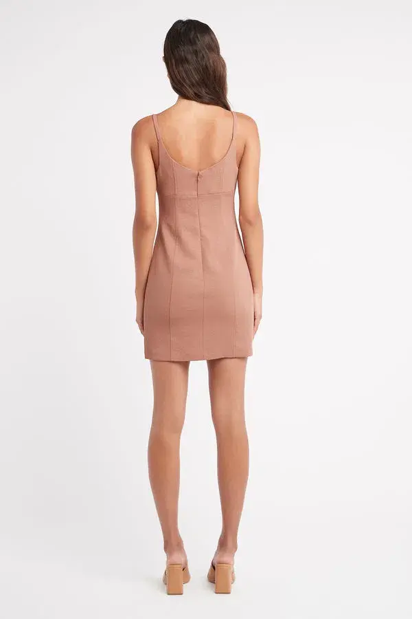 Kookai Oyster Scoop Neck Mini Dress Brown Size 8 - Image 2