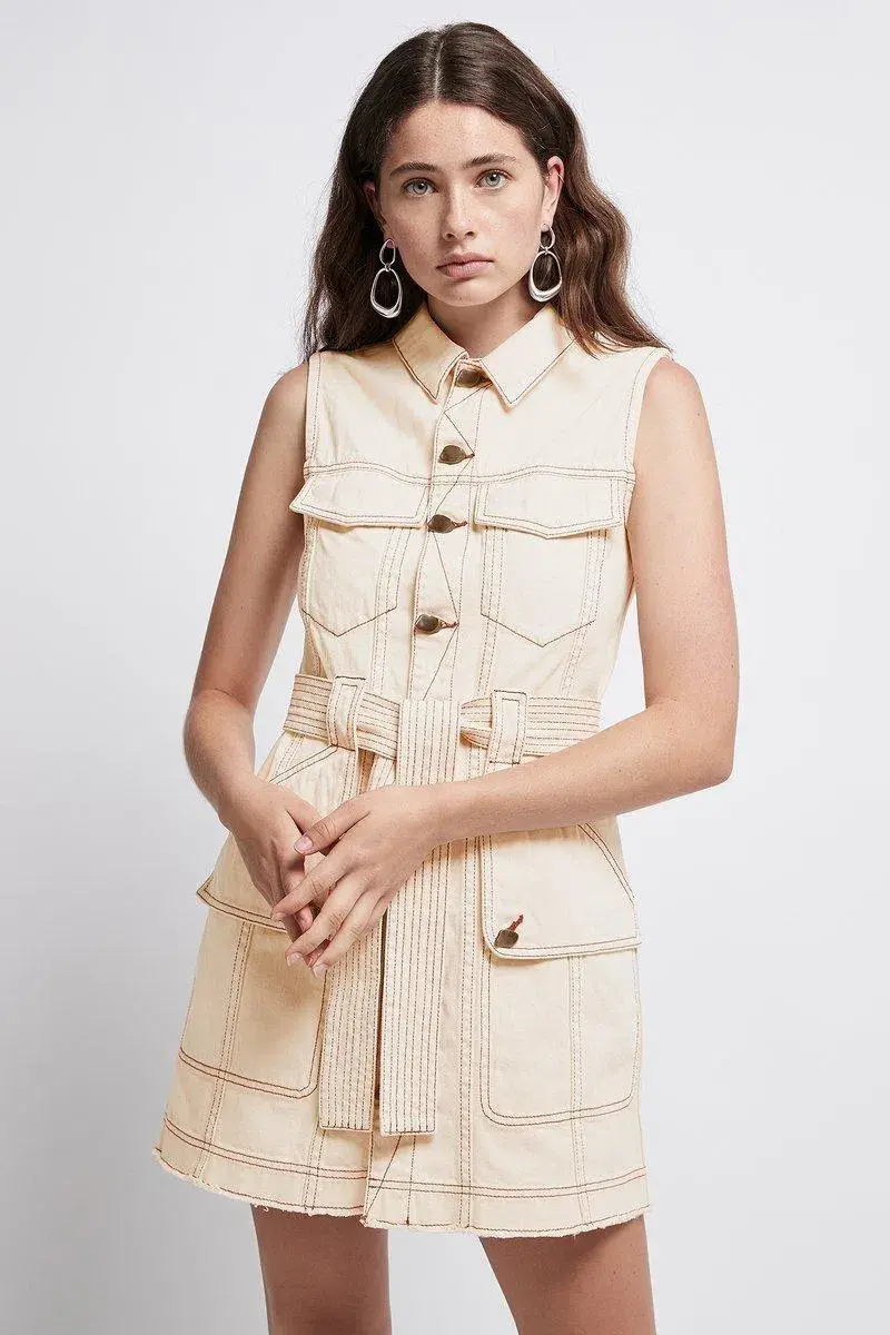 Aje Silvatica Mini Dress Beige Size 6 - Image 2