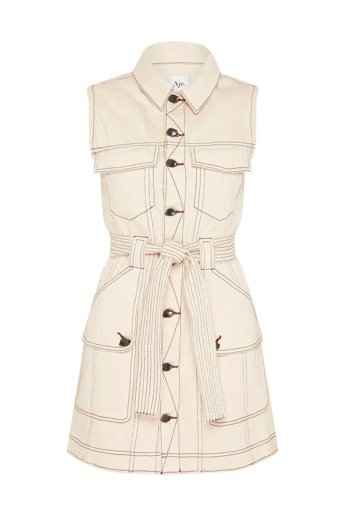 Aje Silvatica Mini Dress Beige Size 6 - Image 4