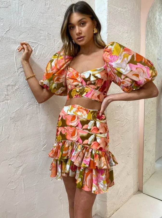 Acler Porter Top and Skirt Set Print Size 10 - Image 3