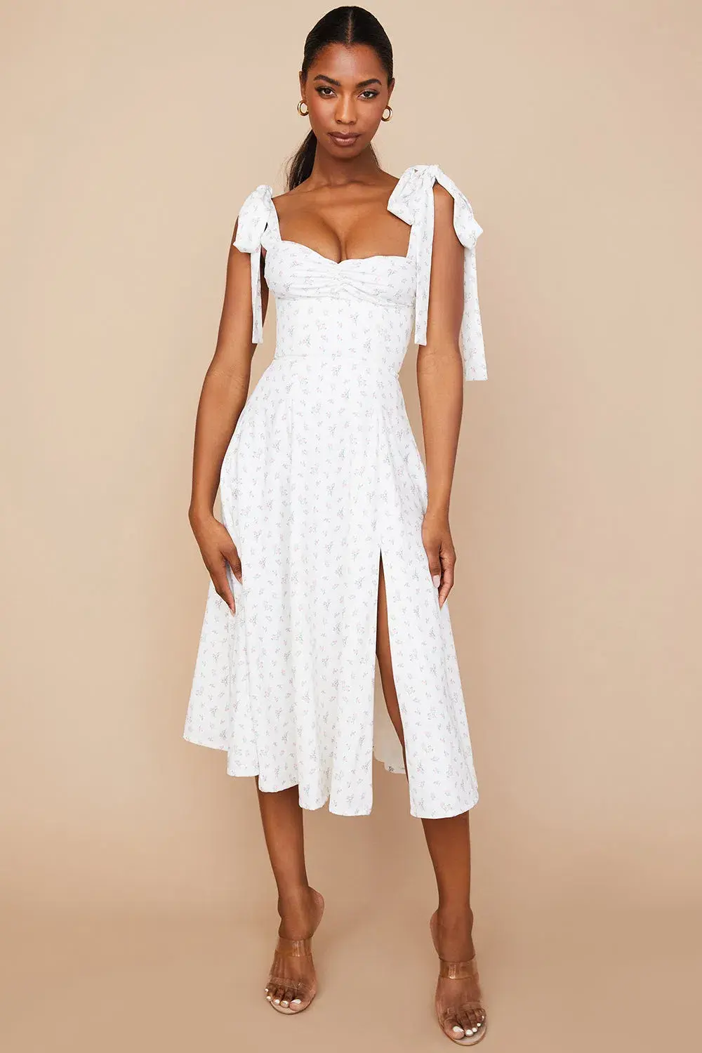 House of CB Alicia Midi Dress White Floral Size S / Au 8 - Image 1