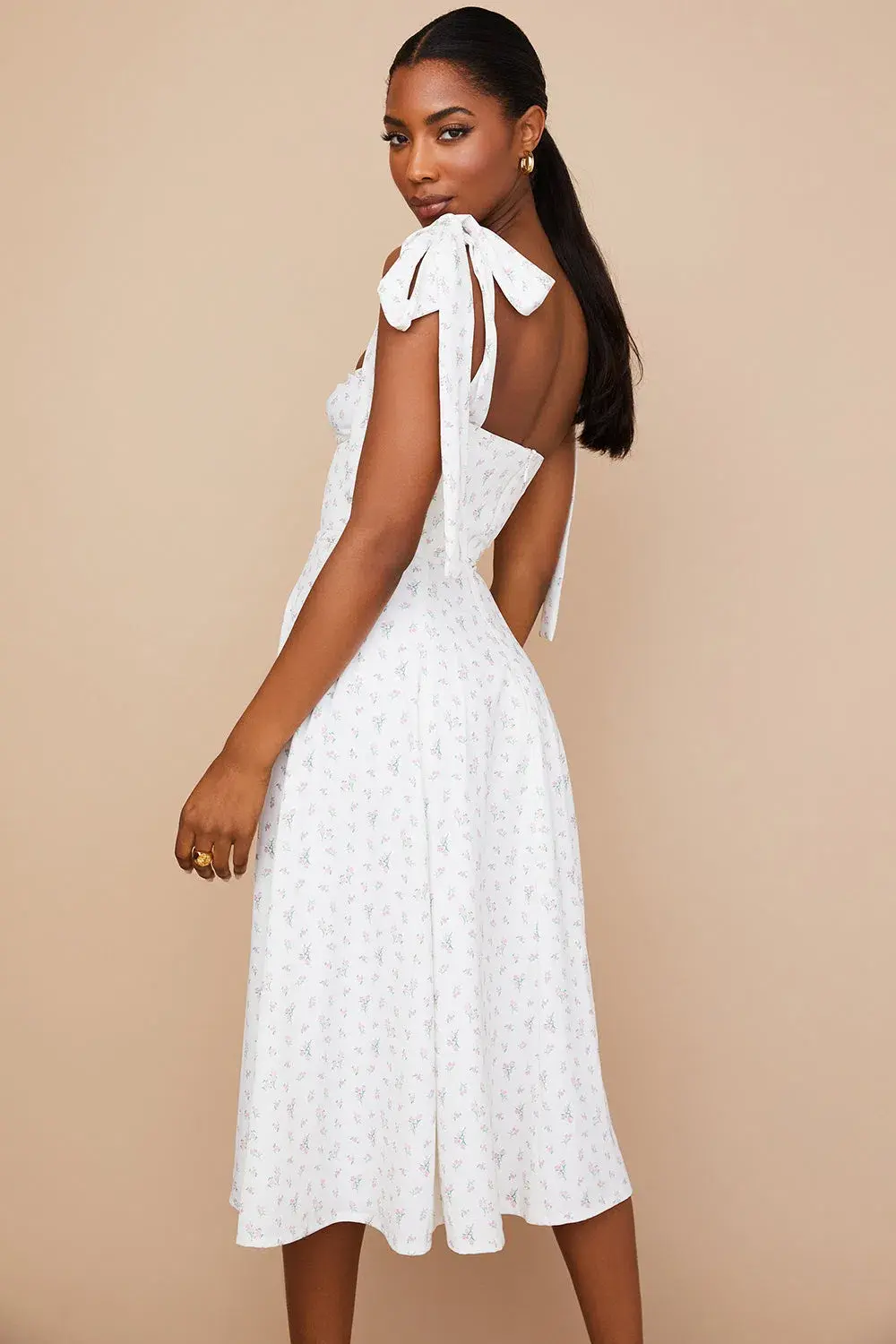 House of CB Alicia Midi Dress White Floral Size S / Au 8 - Image 2