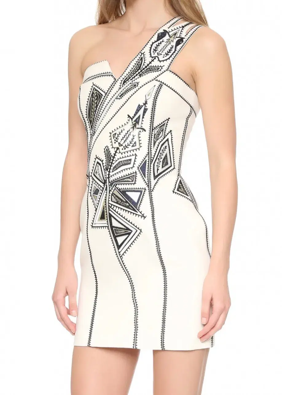 Sass & Bide Blackest Lava Embroidered Mini Dress Cream Size 8  for rent on The Volte - main image