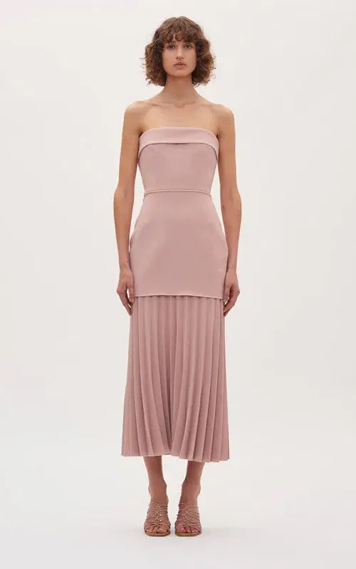 Dion Lee Linear Crepe Pleat Midi Dress Prink Size 8  for rent on The Volte - main image