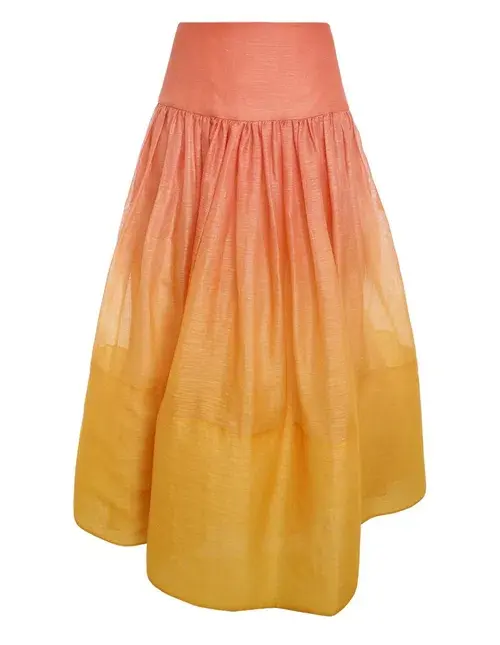 Zimmermann Postcard Ruffle Bodice and Maxi Skirt Set Ombre Sunshine Size 12 for rent on The Volte - main image