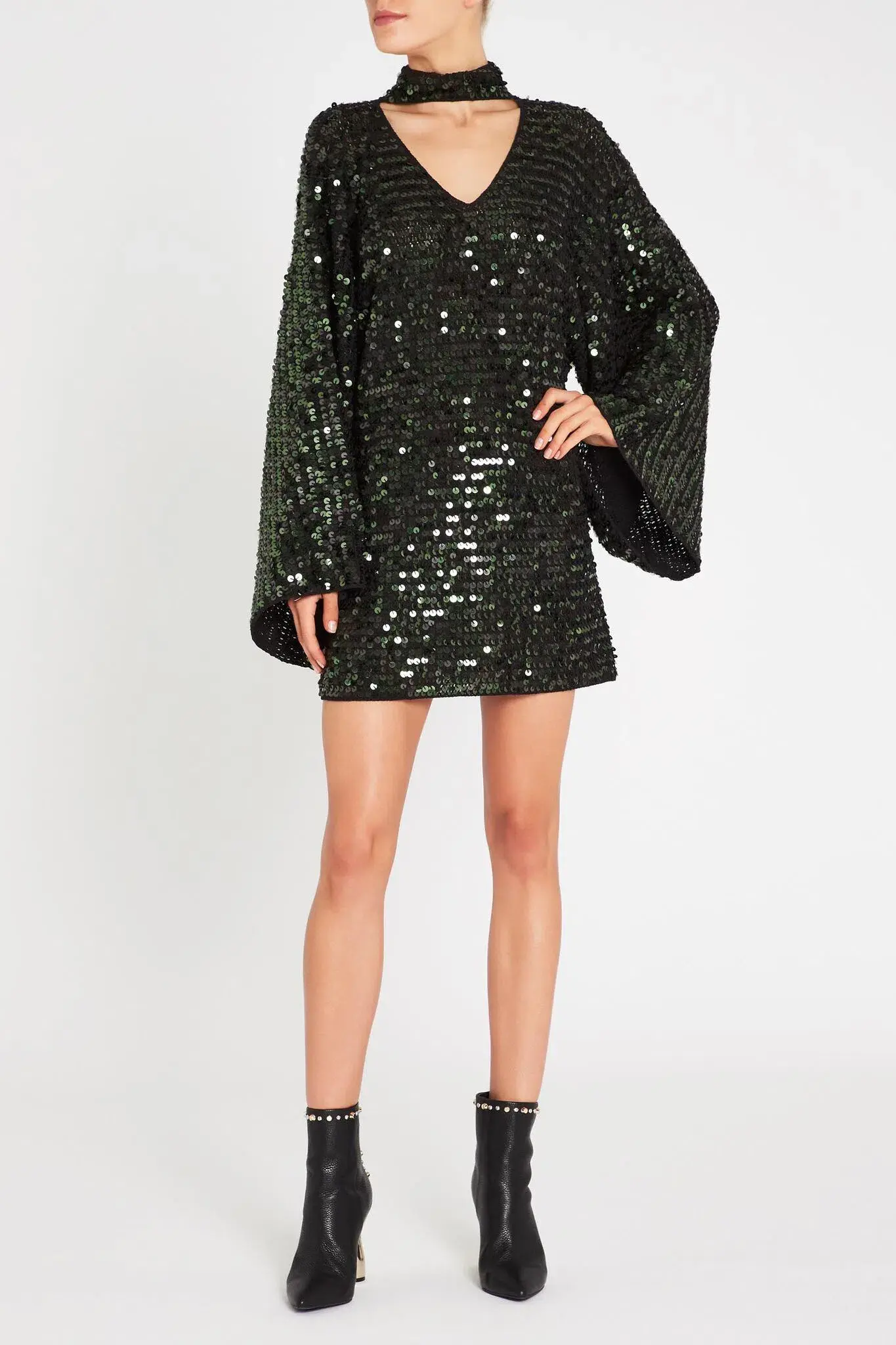 Sass and Bide Mastermind Knit Long Sleeve Dress in Olive Sequin Size 8 - Image 1