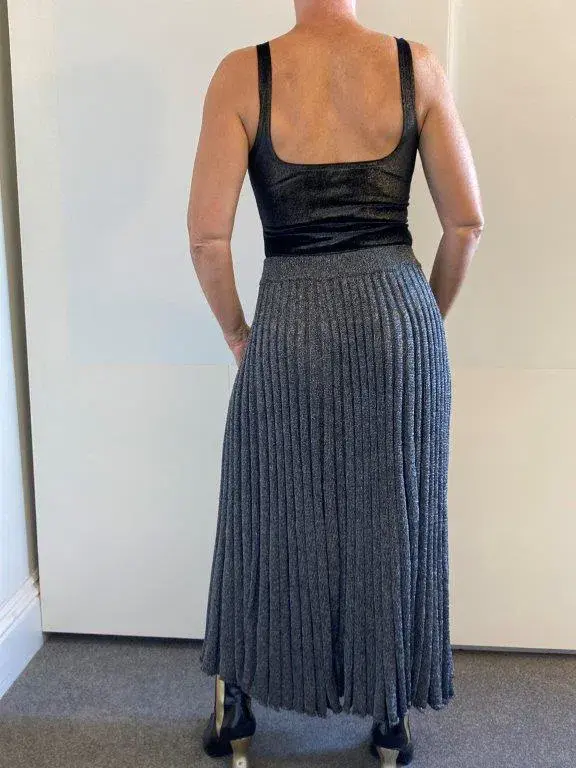 Christopher Esber Pleated Knit Skirt Grey Size 8 - Image 4