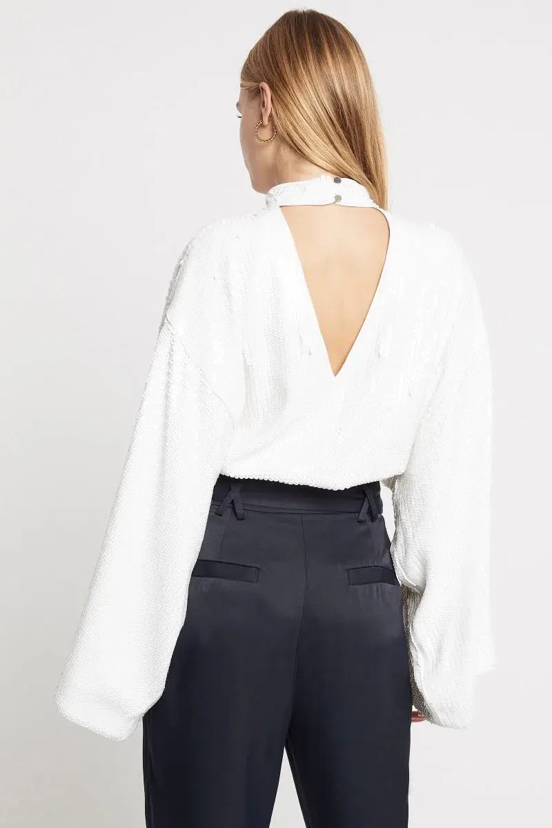 Sass and Bide Tell Me Tonight Top White Sequin Size 8 - Image 3