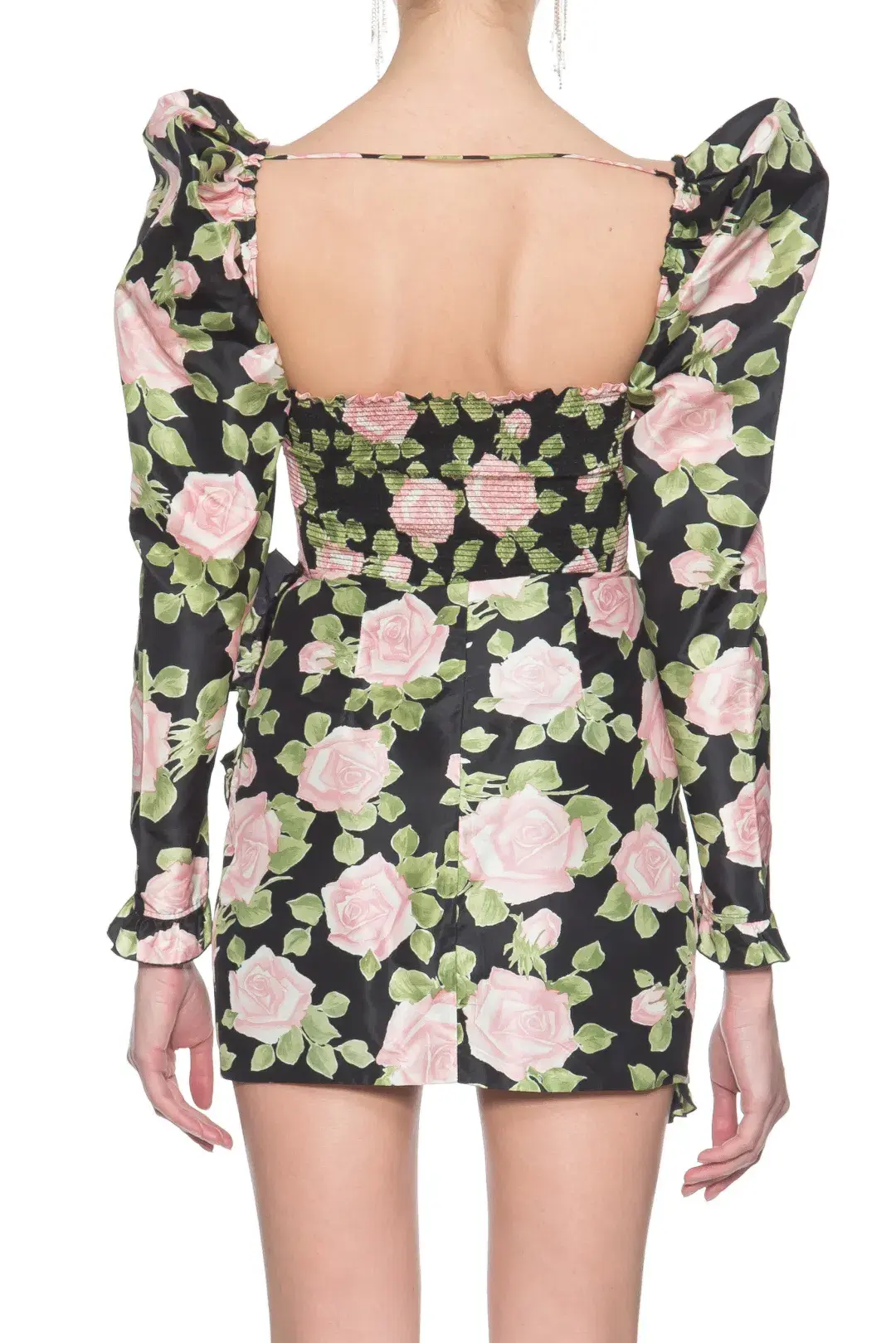 Alessandra Rich Ruffled Floral Print Silk Taffeta Mini Dress Print Size 8 - Image 4