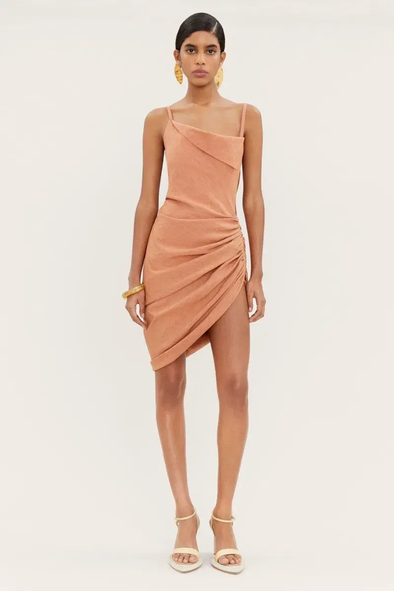 Jacquemus La Robe Saudade in Terracota Brown Size 8 for rent on The Volte - main image