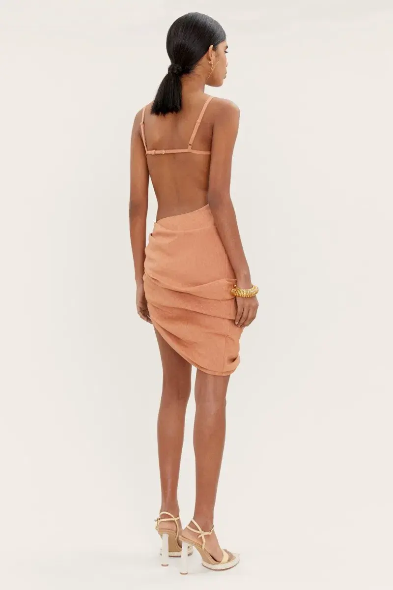 Jacquemus La Robe Saudade in Terracota Brown Size 8 - Image 3