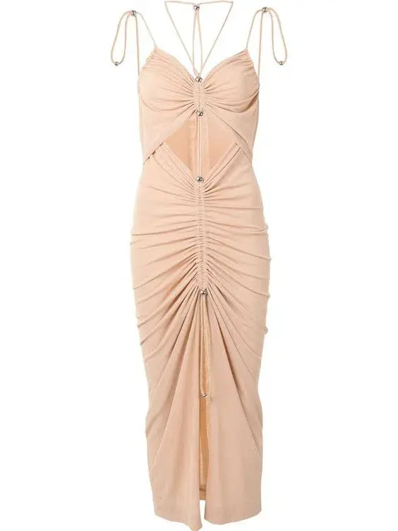 Dion Lee Gathered Butterfly Dress Beige Size 8 - Image 4