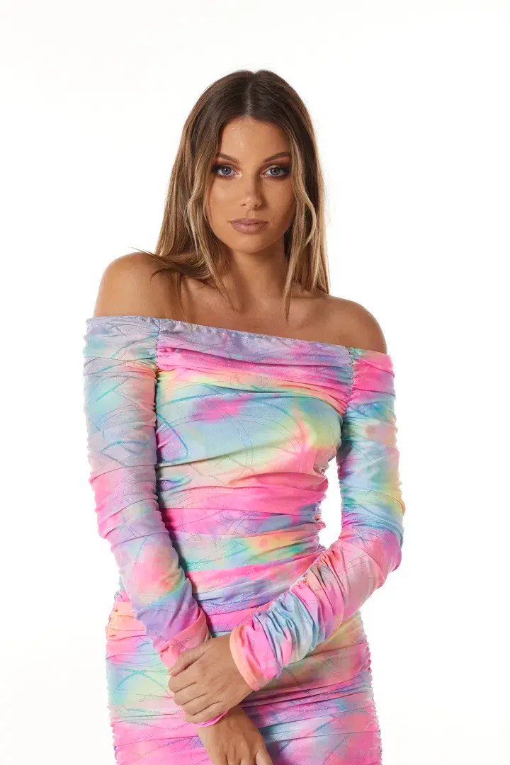 Sies Marjan Jolene Glitter Tie Dye Mini Dress Multi Size 8 for rent on The Volte - main image