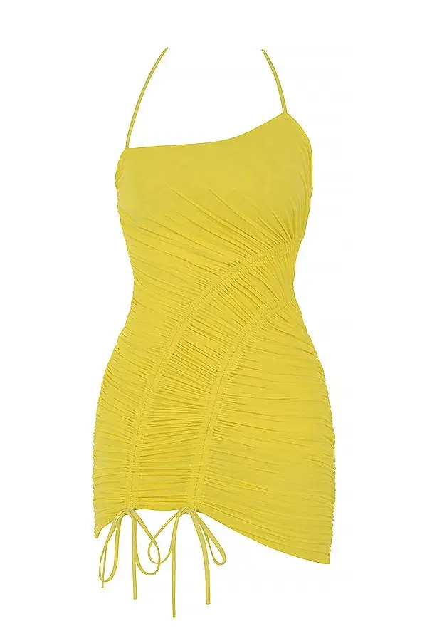 House of CB Swing It On Mini Dress Yellow Size 8 - Image 4