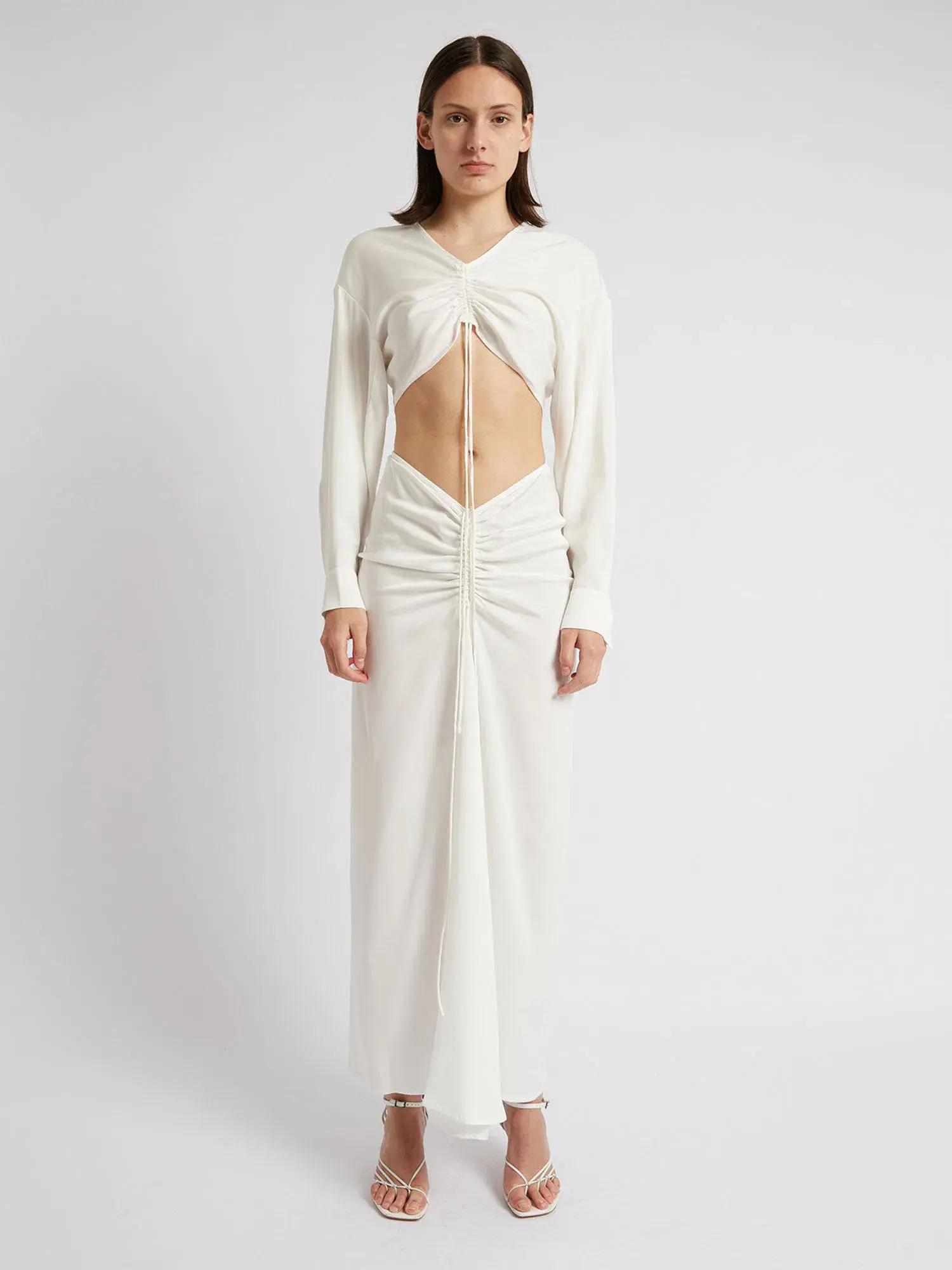 Christopher Esber Ruched Crop Shirt White Size 6  - Image 1