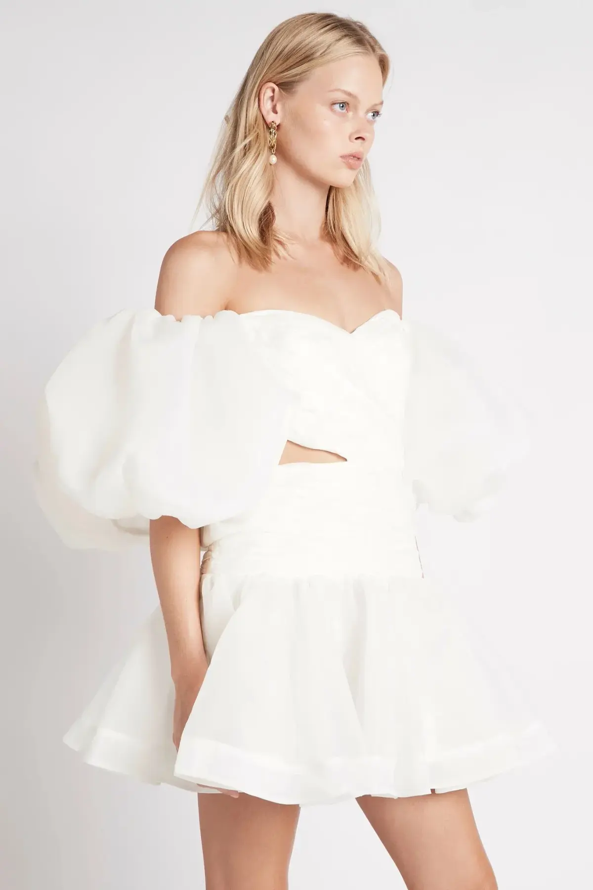 AJE Myriad Cut Out Mini Dress Ivory Size 10  - Image 2