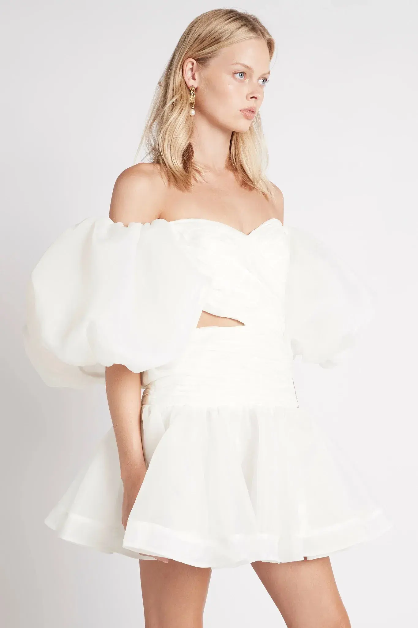 AJE Myriad Cut Out Mini Dress Ivory Size 10  - Image 2