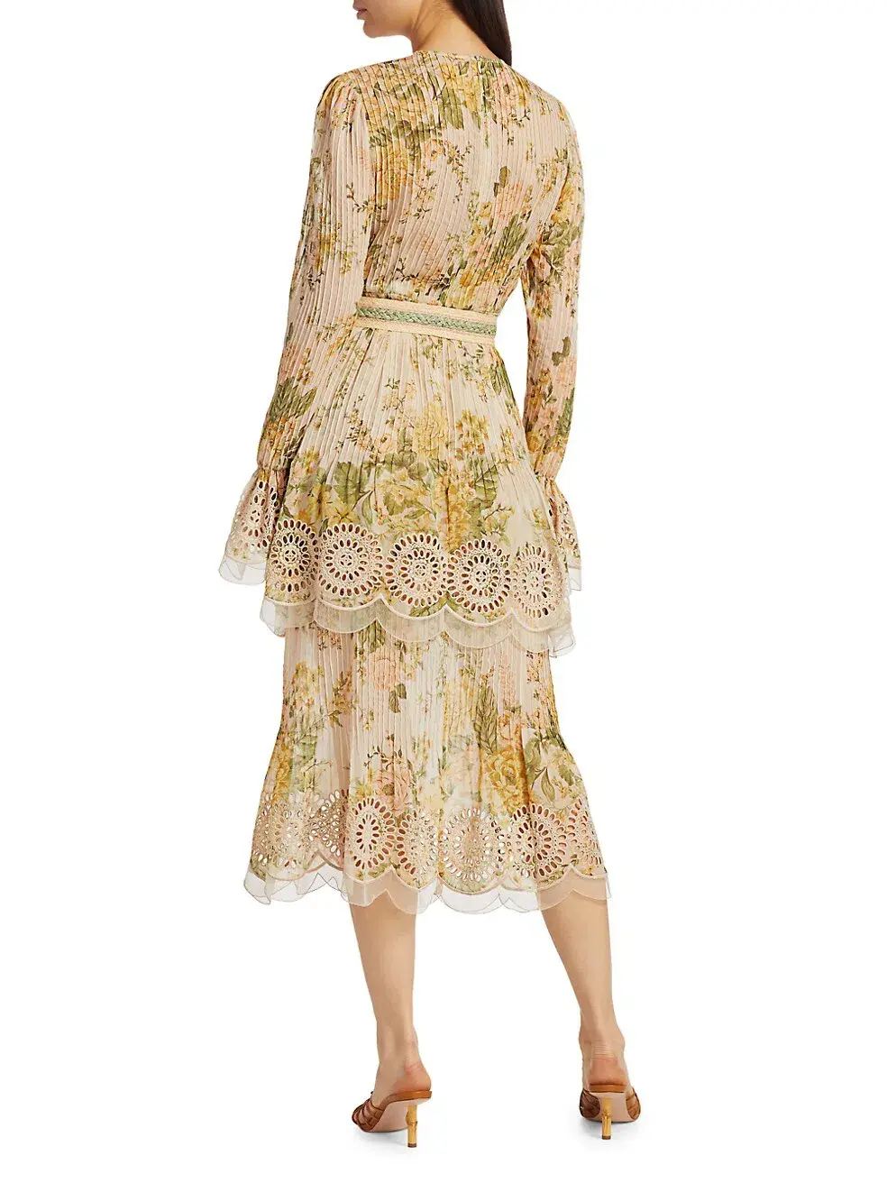 Zimmermann Amelie Pintuck Long Sleeve Midi Dress Floral Size 1 / AU 10 - Image 3