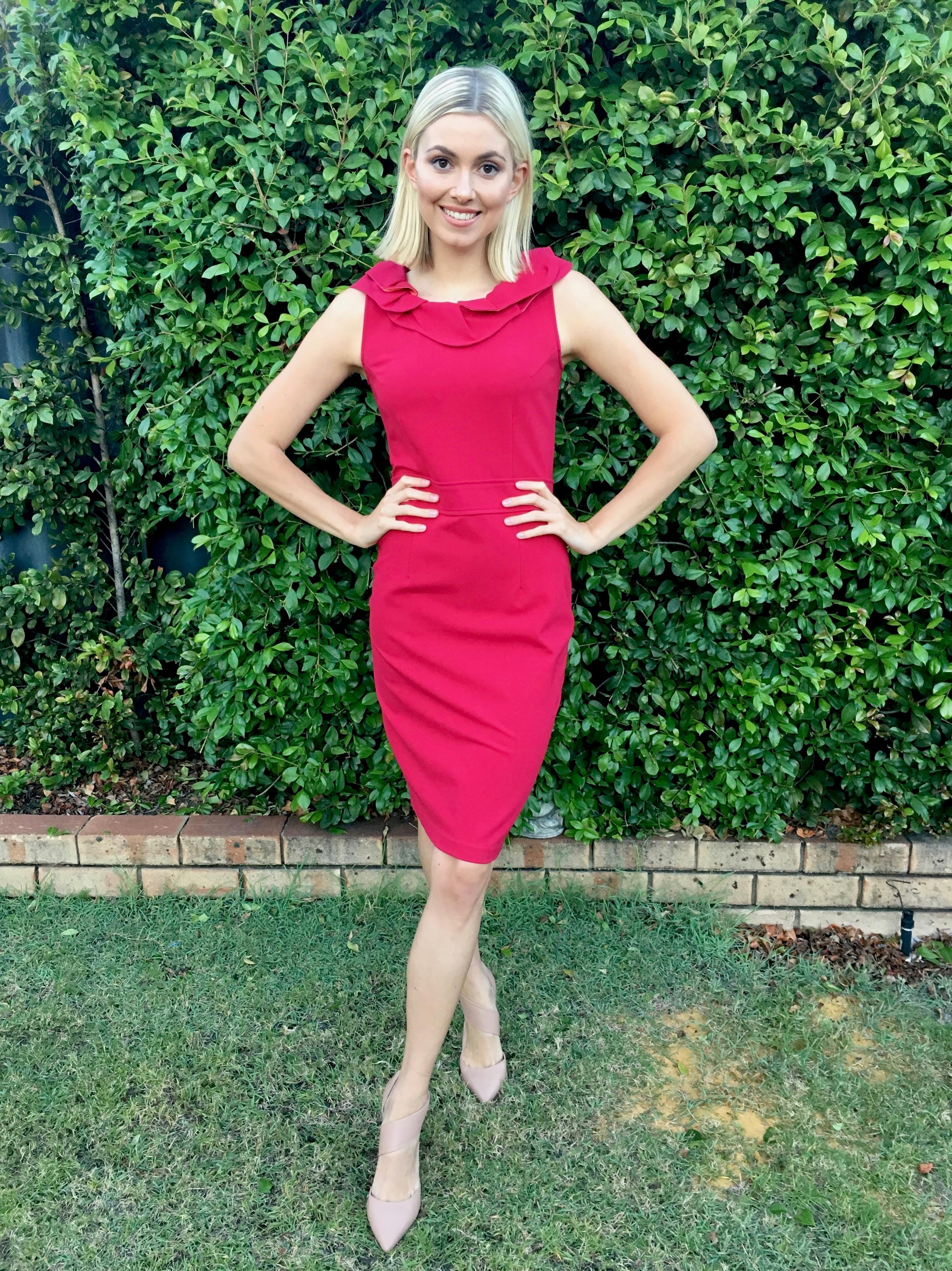 Alannah Hill Red Midi with Frill Neckline size 8 - Image 1