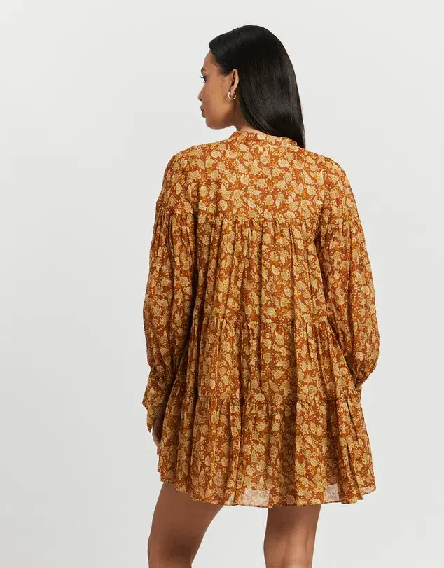 Shona Joy Arizona Tiered Mini Dress Print Size 14  - Image 3