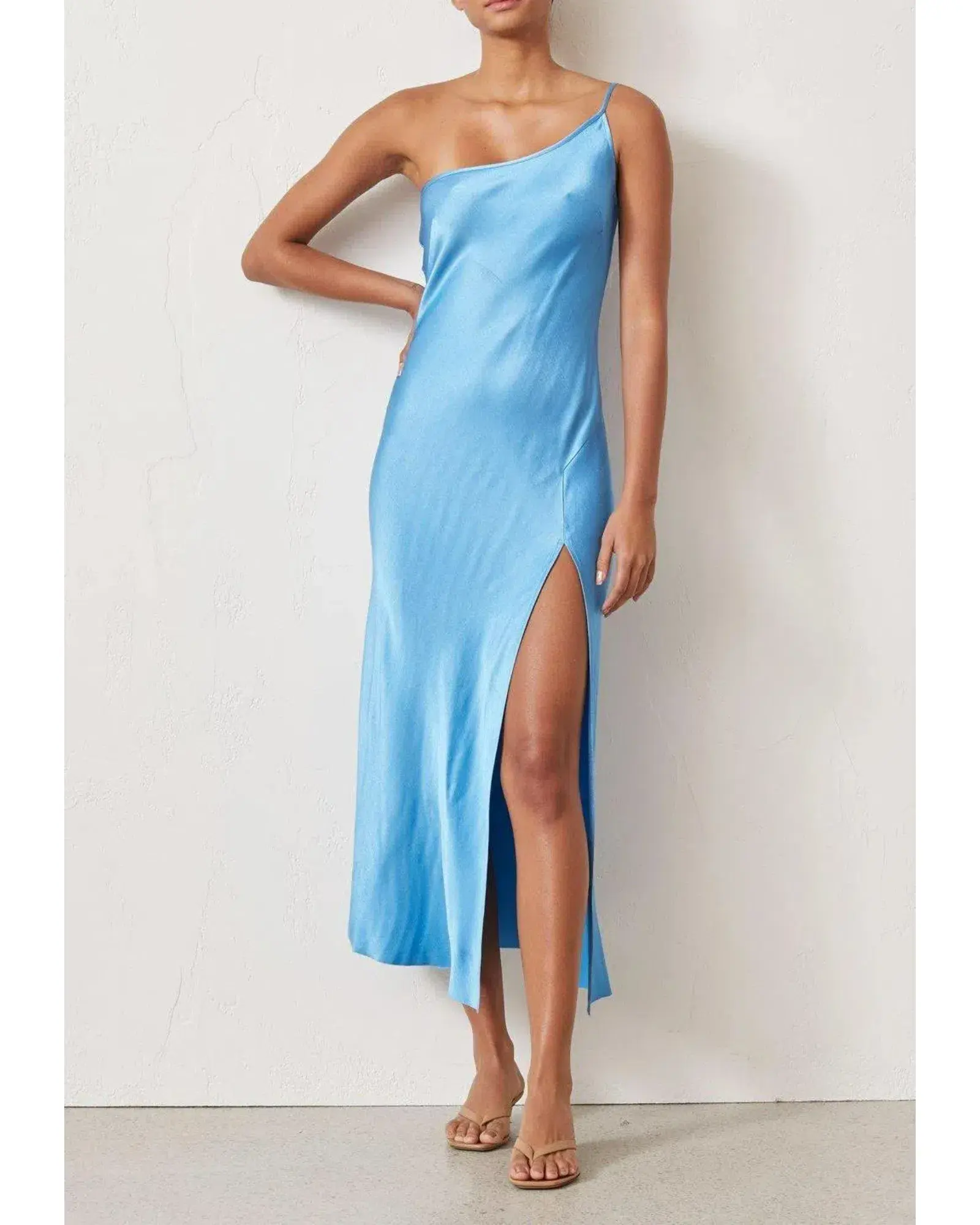 Bec & Bridge Frederic Asym Midi Dress Azure Blue Size 6 - Image 2