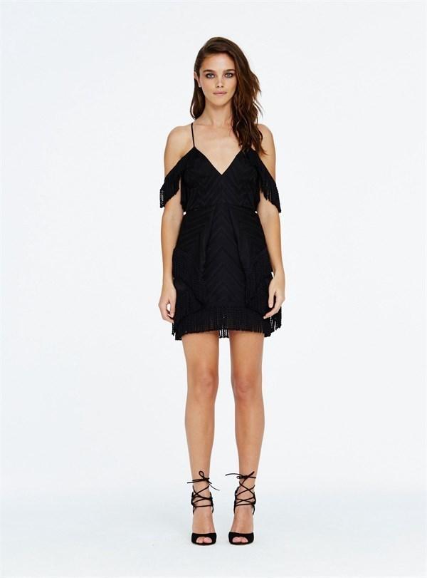 Alice McCall Fringe Mini Dress Black Size 6 - Image 1