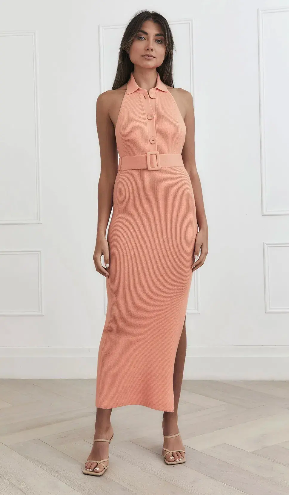 San Sloane Drake Midi Dress Peach Size 8 - Image 1