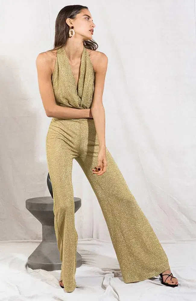 MISHA Olivia Jumpsuit Gold Size 8/S - Image 5