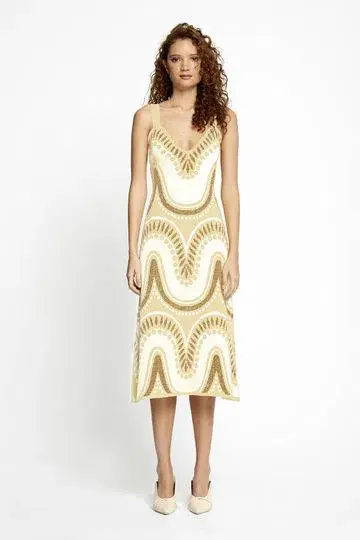 Alice McCall Windswept Midi Dress Yellow Size 6 for rent on The Volte - main image