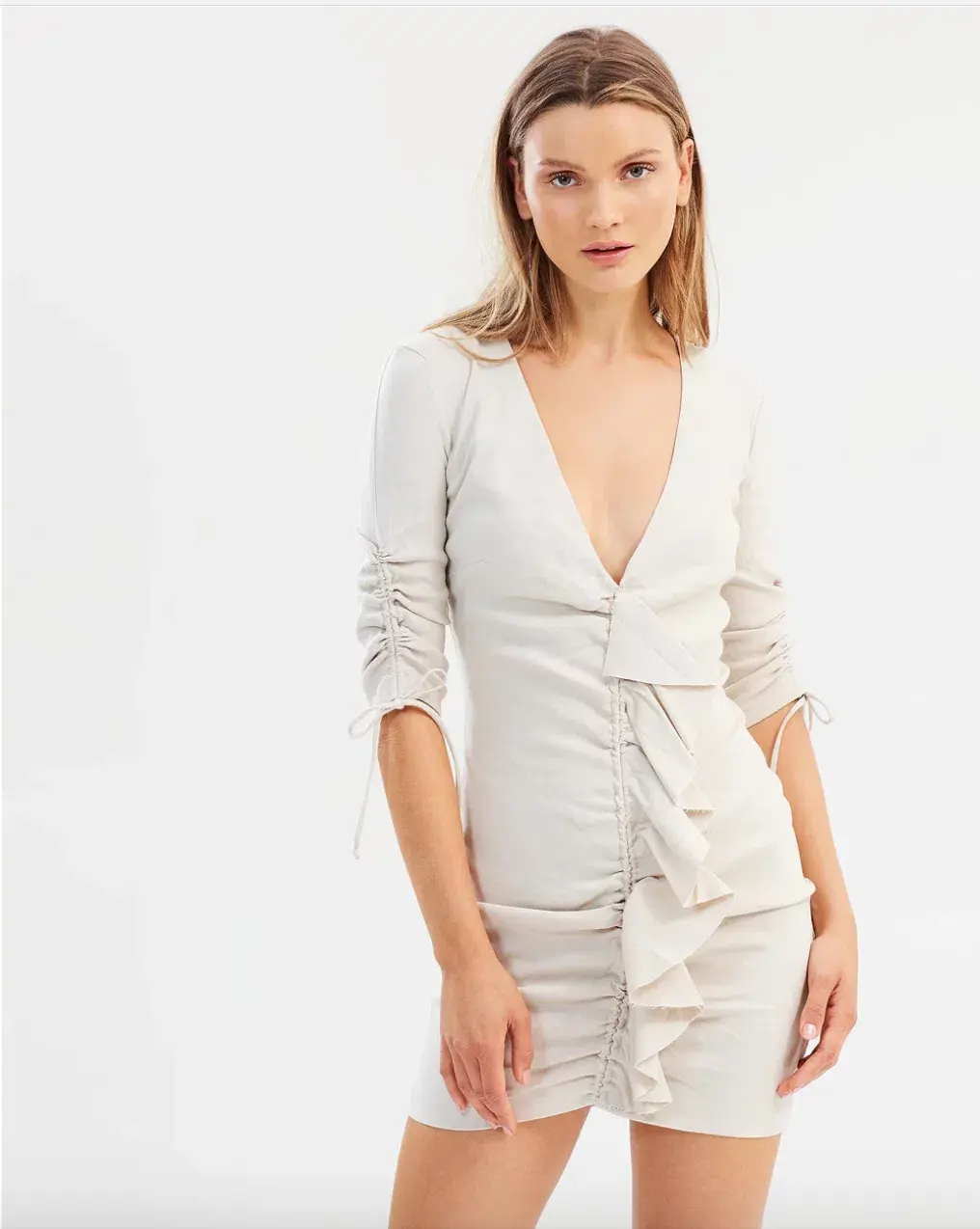 Bec & Bridge Superbe Ruffle Mini Dress Cream Size 8 - Image 1
