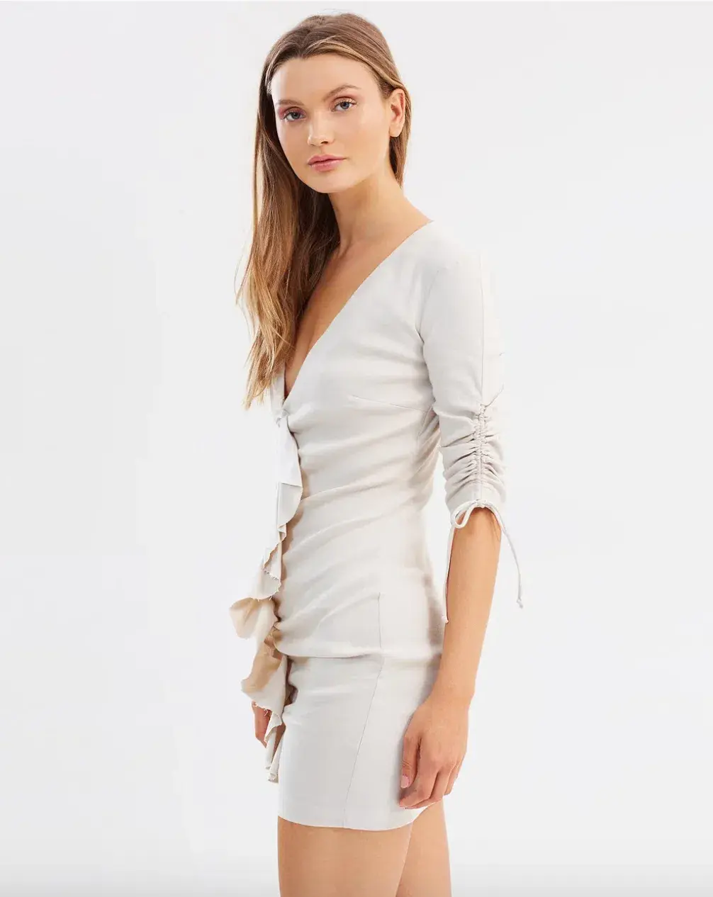 Bec & Bridge Superbe Ruffle Mini Dress Cream Size 8 - Image 2