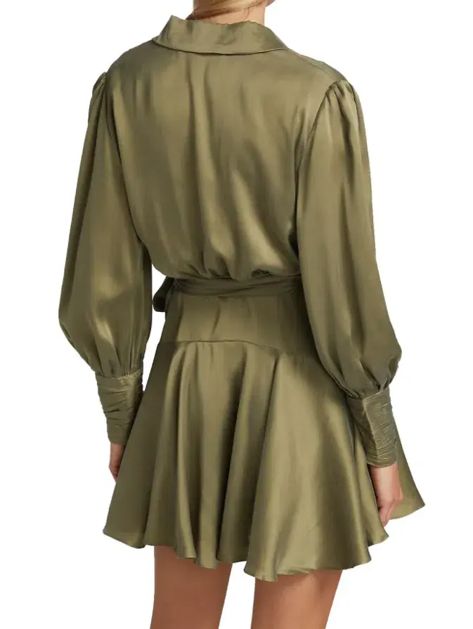 Zimmermann Silk Wrap Mini Dress Fennel Green Size 0P / AU 6 - Image 2