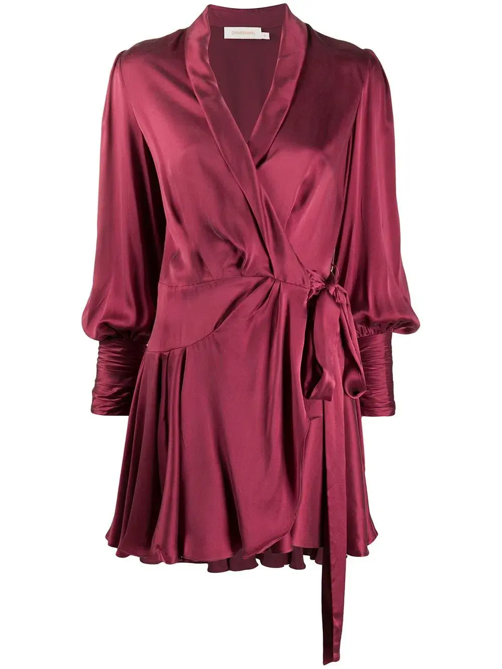 Zimmermann Silk Wrap Mini Dress Burgundy Size 0P / AU 6 - Image 3