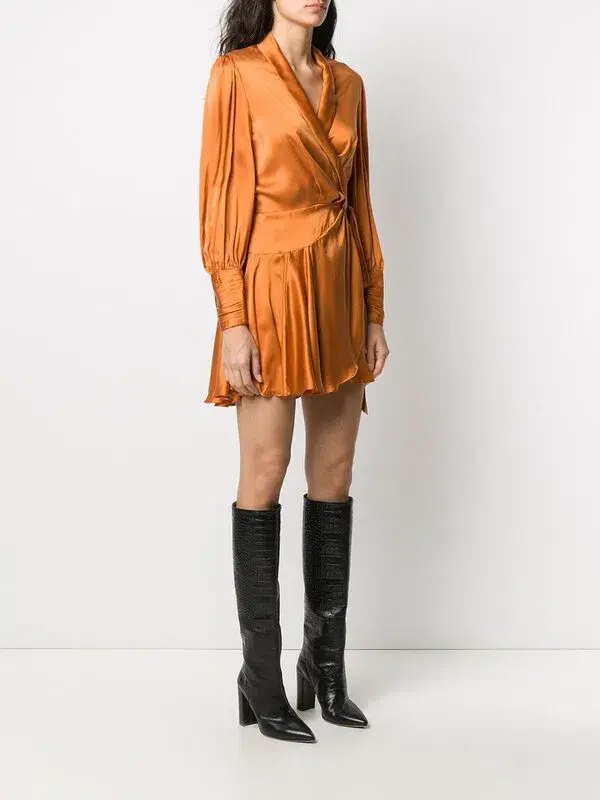 Zimmermann Silk Wrap Mini Dress Orange Mango Size 0P / AU 6 - Image 2