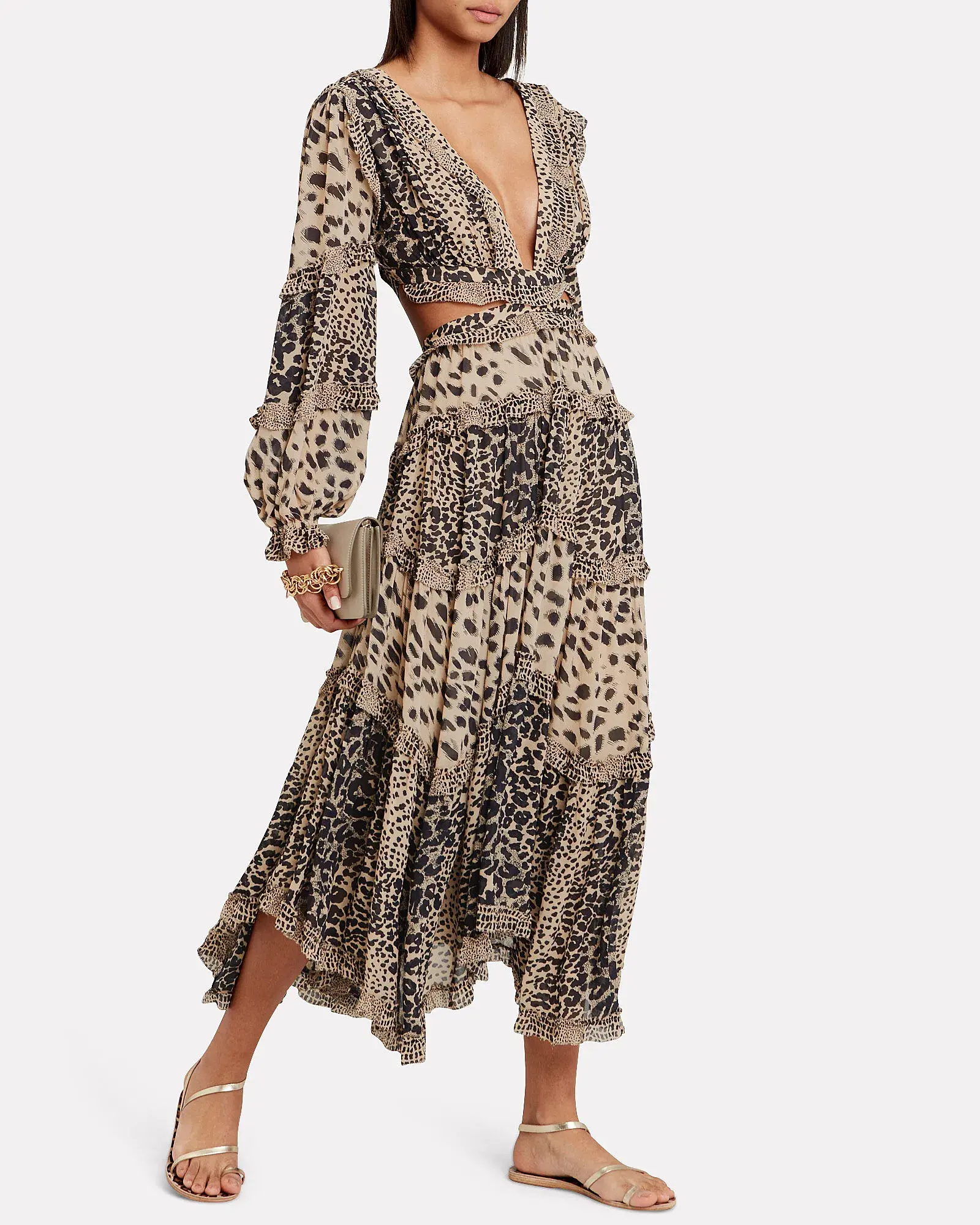 Zimmermann Allia Cut Out Midi Dress Cheetah Print Size 0 / AU 6 - Image 1